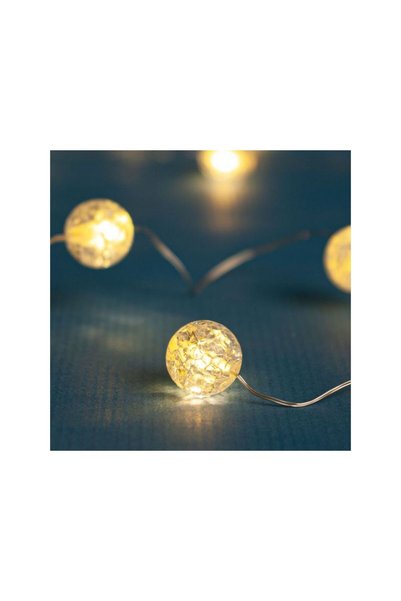 Jumbo Осветителна инсталация с 20 LED крушки на батерии, глобуси 2.20м - Топл...