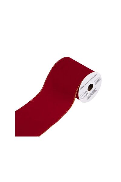 Jumbo Panglica Decorativa Brad de Craciun Rosie Aurie Catifelata 5mx100mm