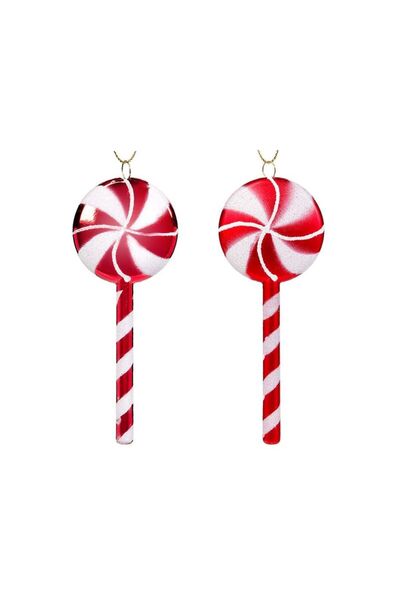 Jumbo Set Ornamente Brad de Craciun Acadele Rosii Albe 12cm - 4buc