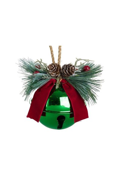 Jumbo Ornament Brad de Craciun Clopot Verde cu Pomusoare & Conuri 8cm