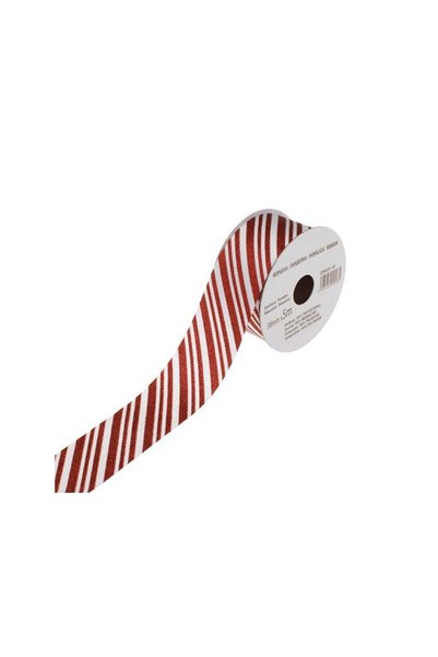Jumbo Panglica Decorativa Brad de Craciun Alba cu Dungi cu Glitter Rosu 5mx38mm