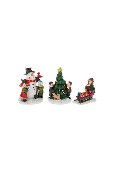 Jumbo Scena de Craciun cu Figurine Om de Zapada Copii Sanie - 3buc