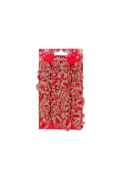 Jumbo Fundite Decorative de Craciun Bej Modele Rosii 6cm - 12buc