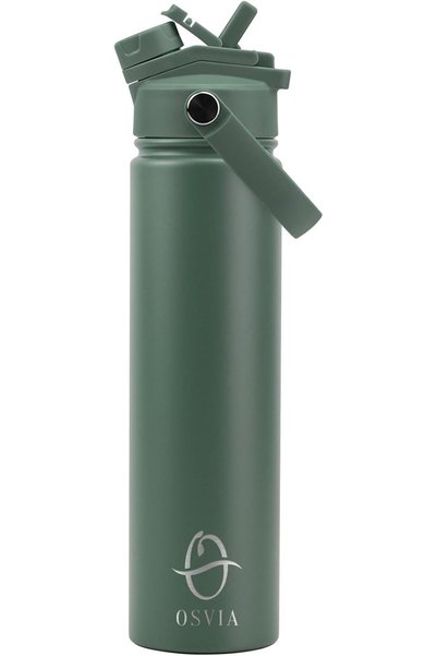COSVIA Stainless Steel Thermal Water Bottle, 740ml, Flip-top Lid with Built-i...