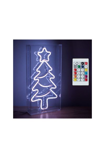 Jumbo Brad de Craciun cu LED Neon & Telecomanda 15x30cm - Multicolor