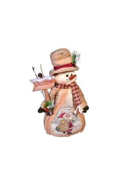 Jumbo Figura Decorativa de Craciun Om de Zapada cu Tablita ”Welcome” 37cm