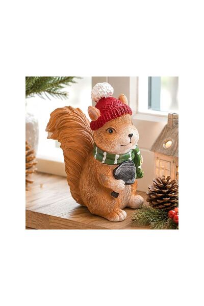 Jumbo Veverita Decorativa de Craciun cu Fular Verde 14cm