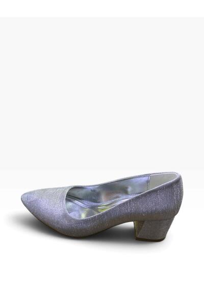 AYEM Women's Thick Heeled Glittery Evening Dress Shoes