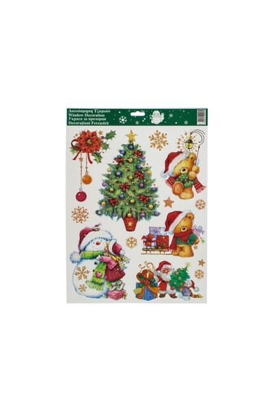 Jumbo Autocolante Decorative de Craciun Ursuleti Om de Zapada & Brad 30x42cm