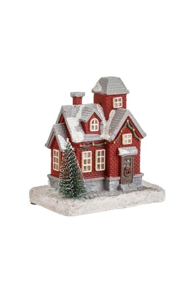 Jumbo Scena de Craciun Casa Rosie cu Brad & Lumina LED 10x7x11cm