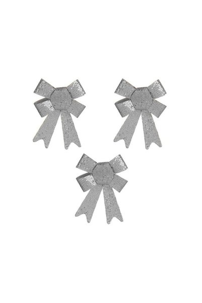 Jumbo Set Fundite Decorative de Craciun cu Glitter Argintiu 10cm - 3buc