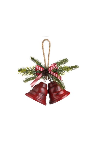 Jumbo Clopote Decorative de Craciun Rosii Creanga Conuri Pomusoare 20x8x17cm
