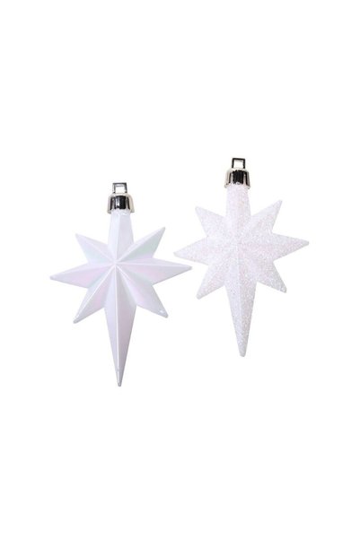 Jumbo Set Ornamente de Craciun Stele Albe Stralucitoare Glitter 8cm - 16buc