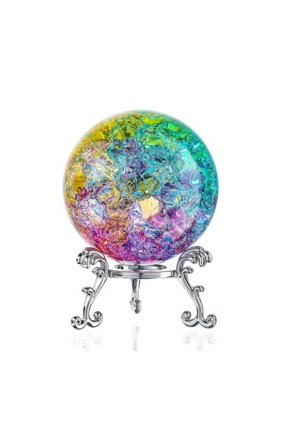 GENERAL kanpura 2.3inch Amber Ice Cracked Ball Crystal Ball Fengshui Paperwei...