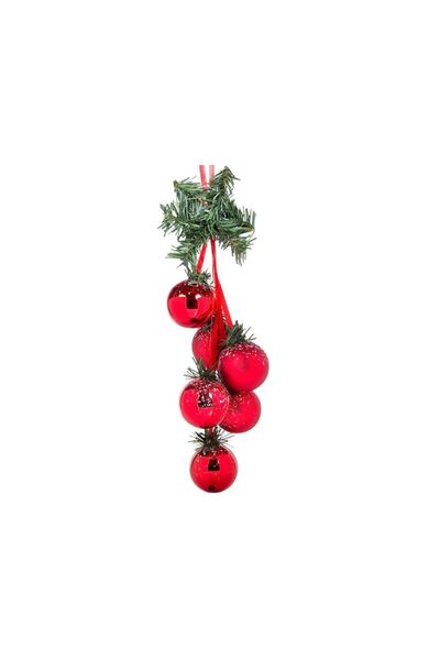 Jumbo Ghirlanda Decorativa de Craciun cu 6 Globuri Rosii 30cm