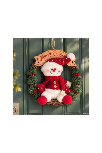 Jumbo Decorative Christmas Wreath with Snowman and Hat Ø30cm