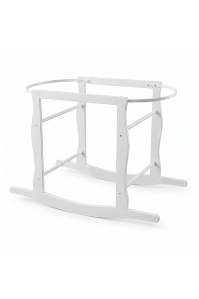 Generic Natural Wood Moses Basket Stand with Rocking Base, White