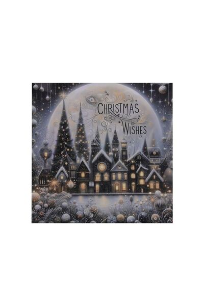 Jumbo Platou Decorativ Patrat din Plastic de Craciun Casa "Christmas Wishes" ...
