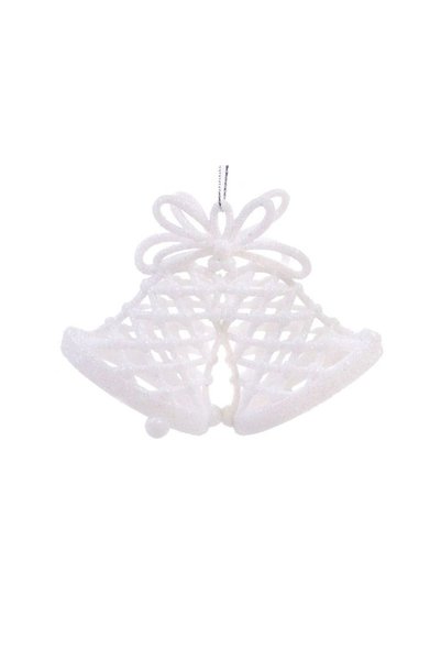 Jumbo Set Ornamente de Craciun Clopote Albe Glitter 11cm - 3buc