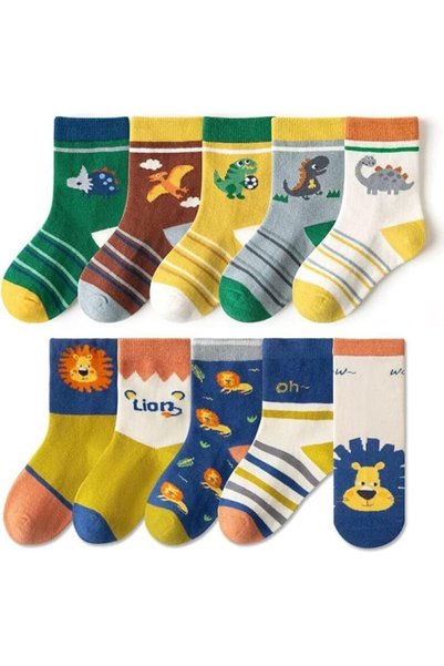 Generic Boys Girls Socks,10 Pairs Soft Cotton Crew Socks For 0-12 Years Old B...