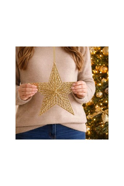 Jumbo Ornament Brad de Craciun Stea Aurie 28cm