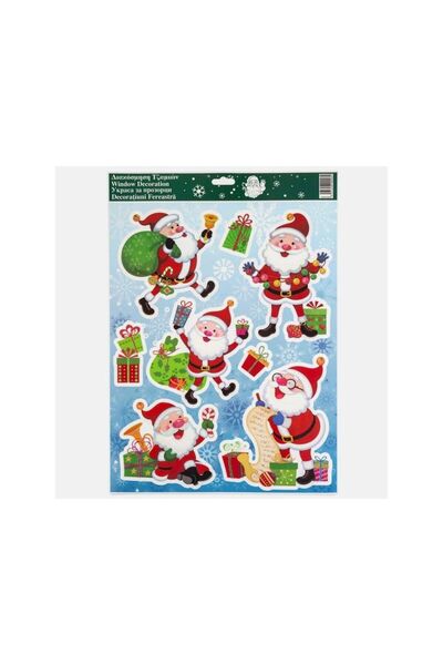Jumbo Autocolante de Craciun pentru Geam cu Figurine Mos Craciun 30x42cm