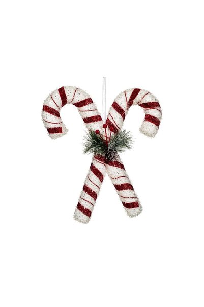 Jumbo Bastonase Decorative de Craciun din Spuma Rosii Albe Glitter 30cm