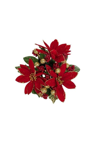 Jumbo Inel Decorativ de Craciun cu Flori Catifelate Rosii Pomusoare & Conuri ...