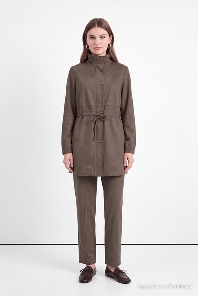 Zühre Lace-Up High Collar Mink Suit 2034