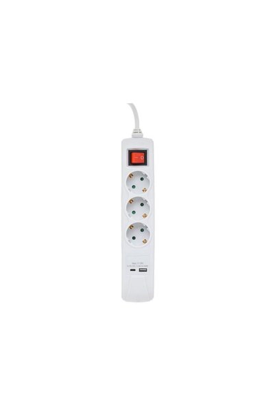 Jumbo Prelungitor Alb cu 3 Prize USB & Port Type C 3680W