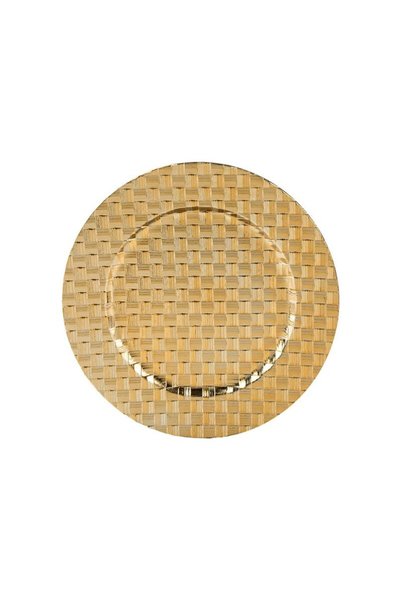 Jumbo Platou Decorativ Rotund din Plastic Auriu cu Model Impetit de Craciun Ø...