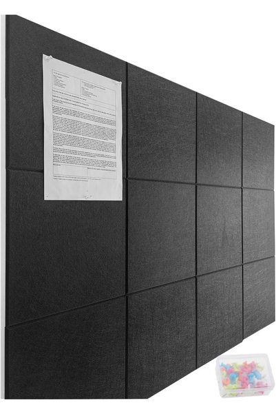 Generic Large Bulletin Boards, 12 Pack Felt Wall Tiles with Safe Removable Ad...
