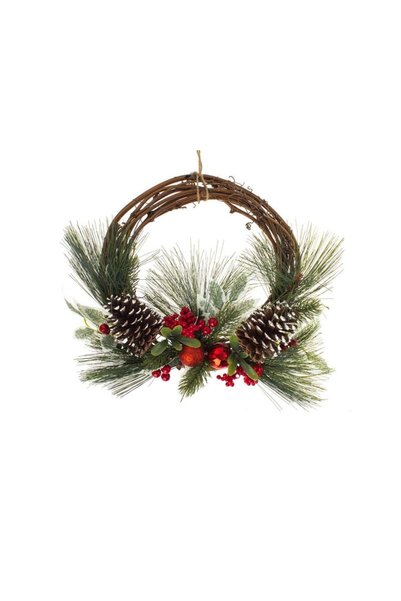 Jumbo Decorative Christmas Wreath Cones Berries Red Balls Ø33cm