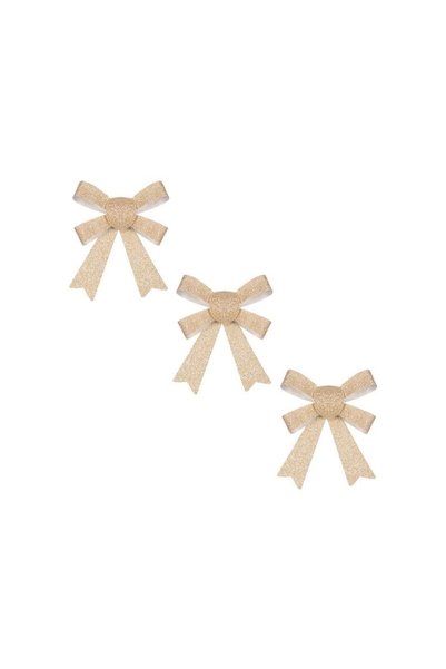 Jumbo Fundite Decorative de Craciun Bej cu Glitter 14cm - 3buc