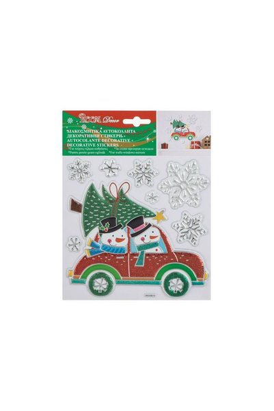 Jumbo Christmas Decorative Stickers Car Snowman Fir Snowflakes 18x23cm