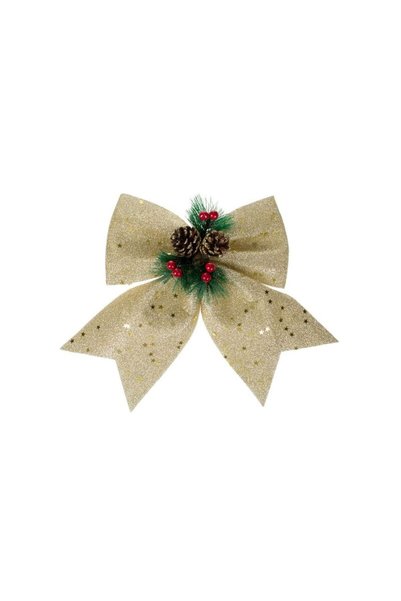 Jumbo Fundita Decorativa de Craciun cu Glitter Auriu Conuri & Pomusoare 25cm