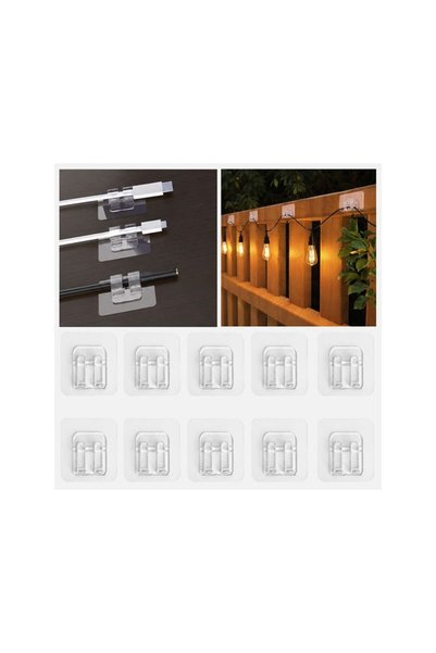 Jumbo Carlige Autoadezive Transparente pentru Fixarea Cablurilor 4x6cm - 10buc