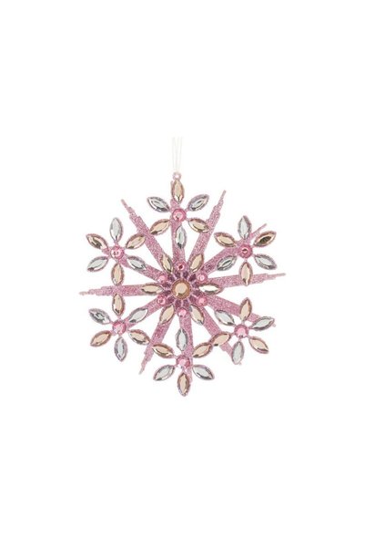 Jumbo Ormanent Brad de Craciun Fulg 3D Roz cu Glitter & Cristale 13x2x13cm