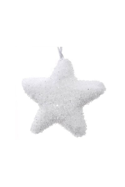 Jumbo Ornament Brad de Craciun Stea Alba Irizata Tinsel 9cm