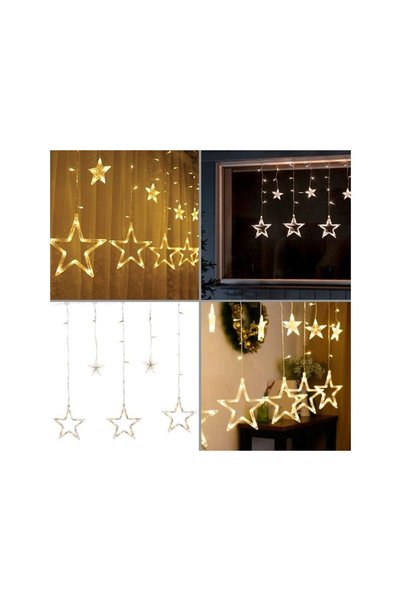 Jumbo Instalatie de Lumini Perdea cu 107 Becuri LED Stele Mici & Mari 4.7m - ...