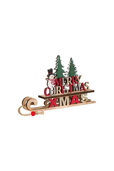Jumbo Decoratiune de Craciun din Lemn Sanie Merry Christmas 18cm