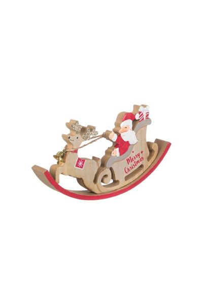 Jumbo Decoratiune de Craciun din Lemn Mos Craciun cu Sanie 11cm