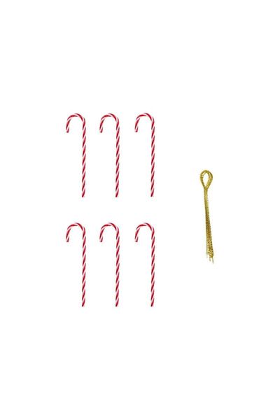 Jumbo Set Ornamente de Craciun Bastonase Roşii Albe 15cm - 6buc
