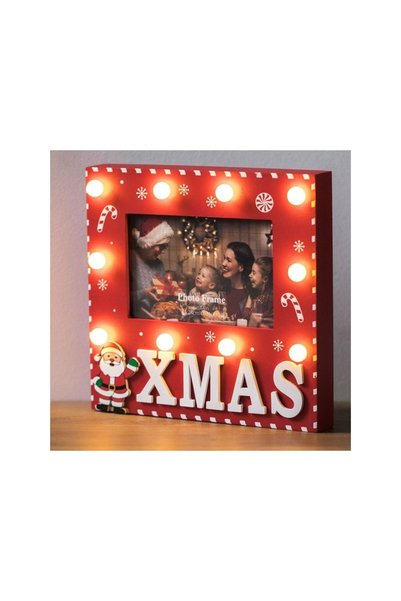 Jumbo Rama Foto de Craciun cu LED & Model Candy 22x21cm