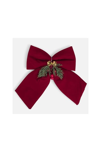 Jumbo Decorative Christmas Cover Burgundy Velvet with Bells 24x30cm
