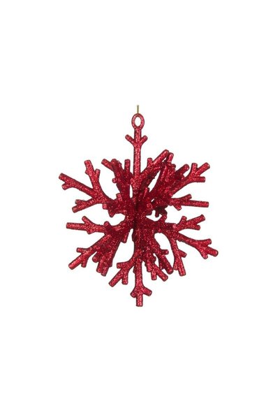 Jumbo Ornament Brad de Craciun 3D Fulg Glitter Rosu 14cm