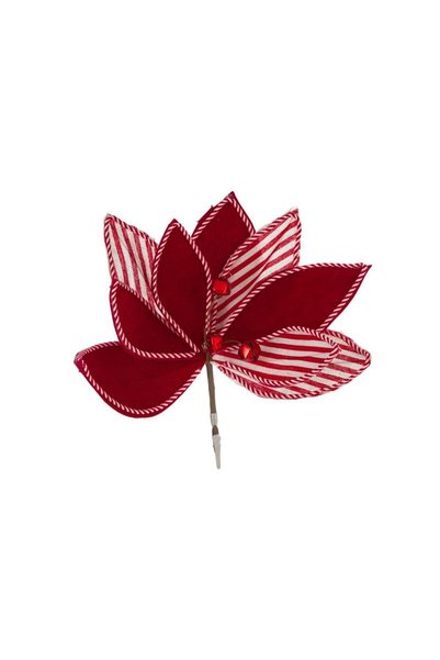 Jumbo Floare Decorativa Catifelata Rosie cu Dungi Clopotele & Clips 23cm