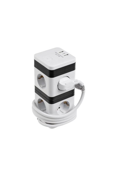 Jumbo Priza Turn cu 8 Prize Schuko 2 Porturi USB & 1 USB-C 3680W
