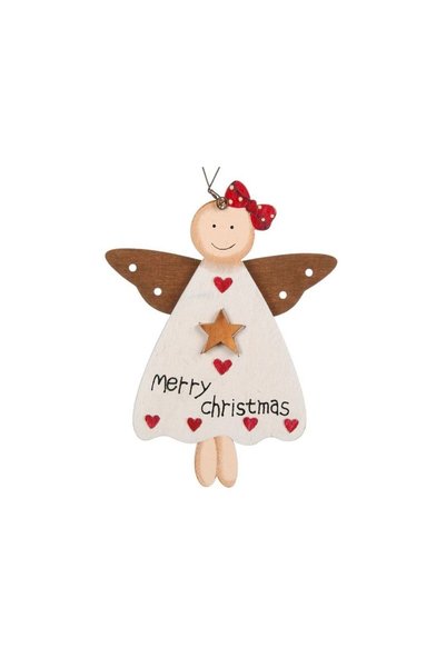 Jumbo Ornament Brad de Craciun Vintage Calut din Lemn Stea 13cm