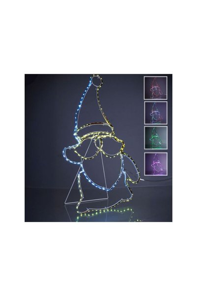 Jumbo Figurina Mos Craciun cu Furtun LED & Program 40x62cm - Multicolor